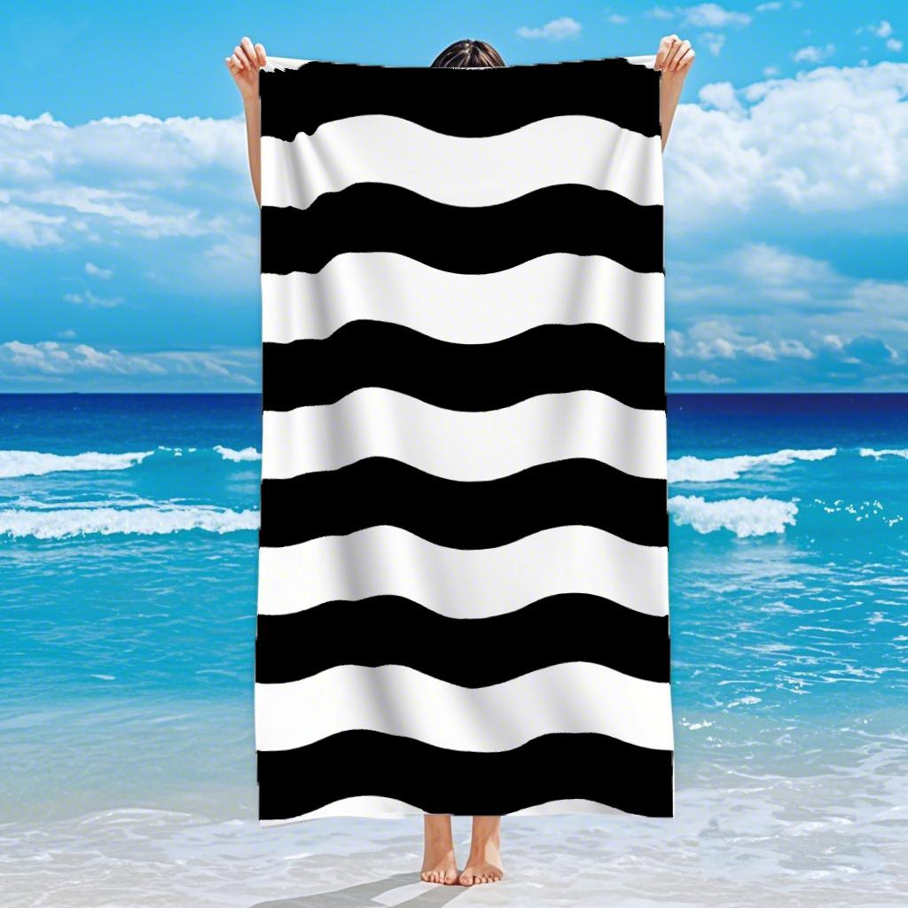 Prosop de Plajă Uscare Rapidă Prosop de Baie Exterior Microfibră Cu Dungi Imprimat Prosop Moale Absorbent Vară