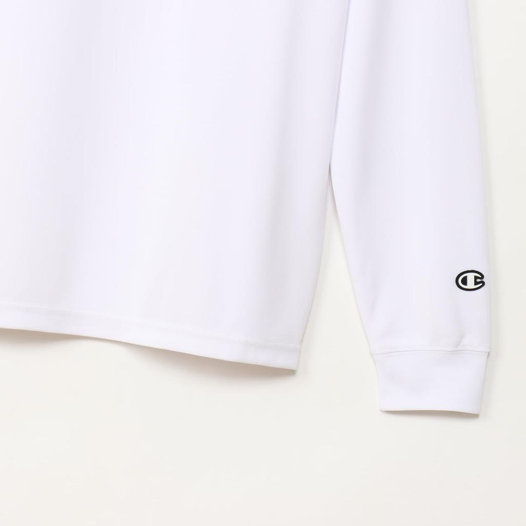 Champion Long Sleeve Round Odor Graphic Volleyball Size XL Men's T-Shirt, Neck, Antibacterial, Resistant, Quick-Drying, Print, T-Shirt, White,