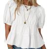 New Summer Puffed-sleeve Doll Shirt, Short-sleeved Loose and Casual A-line Pleated Stylish Top