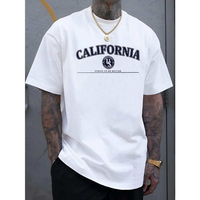 European sizes Men S New Fashionable Individual California Letter Print Casual Short Sleeve Summer Cool, Fashionable S белый