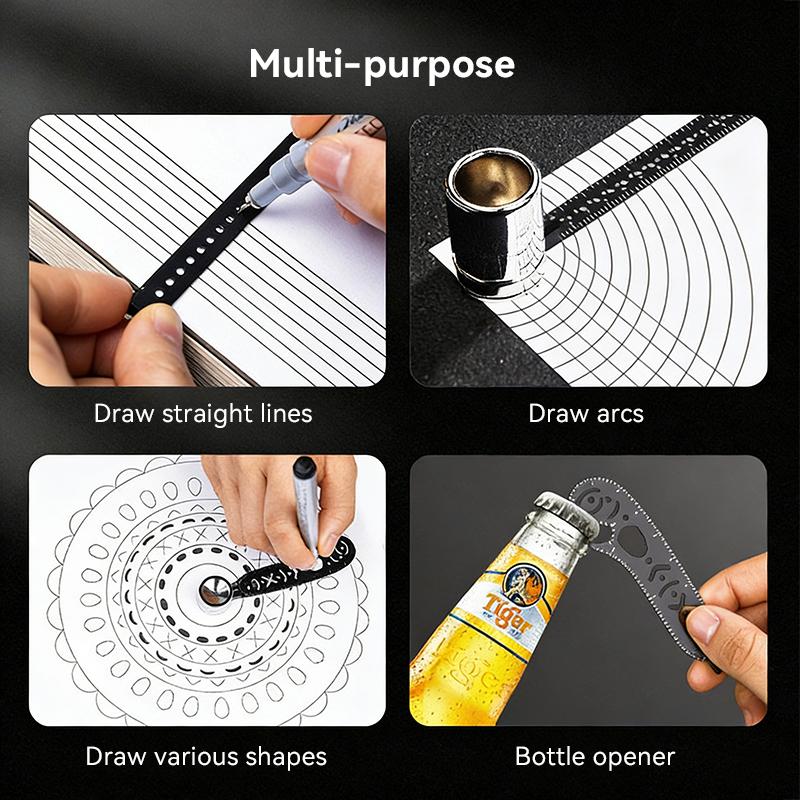 Multi Functional Compass Drawing Ruler for Circle Pattern Line Metal Geometry Homework Creative Auxiliary Circle Drawing Board