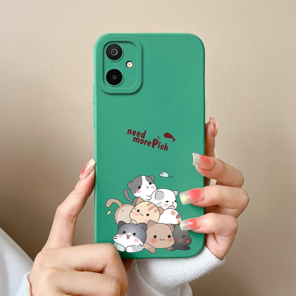 Lovely Cat Owl Pink Phone Cases For Samsung Galaxy F06 A06 F16 M06 M16 S25 Edge Liquid Silicone Dustproof Protective Covers For Samsung Bumper Housing