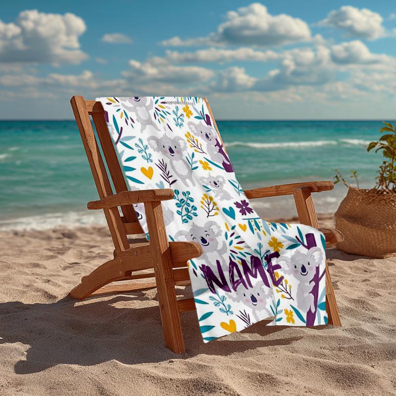 Personalisierbares Ultra-Weiches Strandtuch mit Koala-Motiv, Ideal für Pool - Camping, Tauchen - Perfekter Reisebegleiter, Lebendiges Strandtuch.