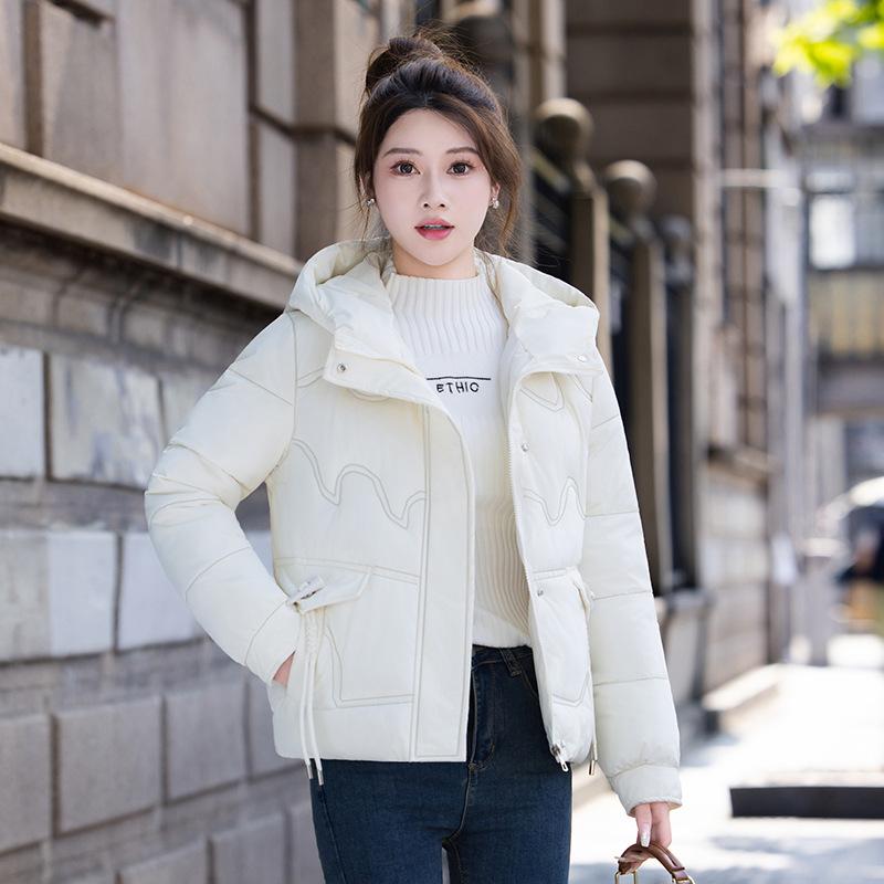 

Зима новая утолщенная стеганая куртка короткая хлопковая куртка 2025 приталенная пуховая куртка куртка с капюшоном XXXL бежевый