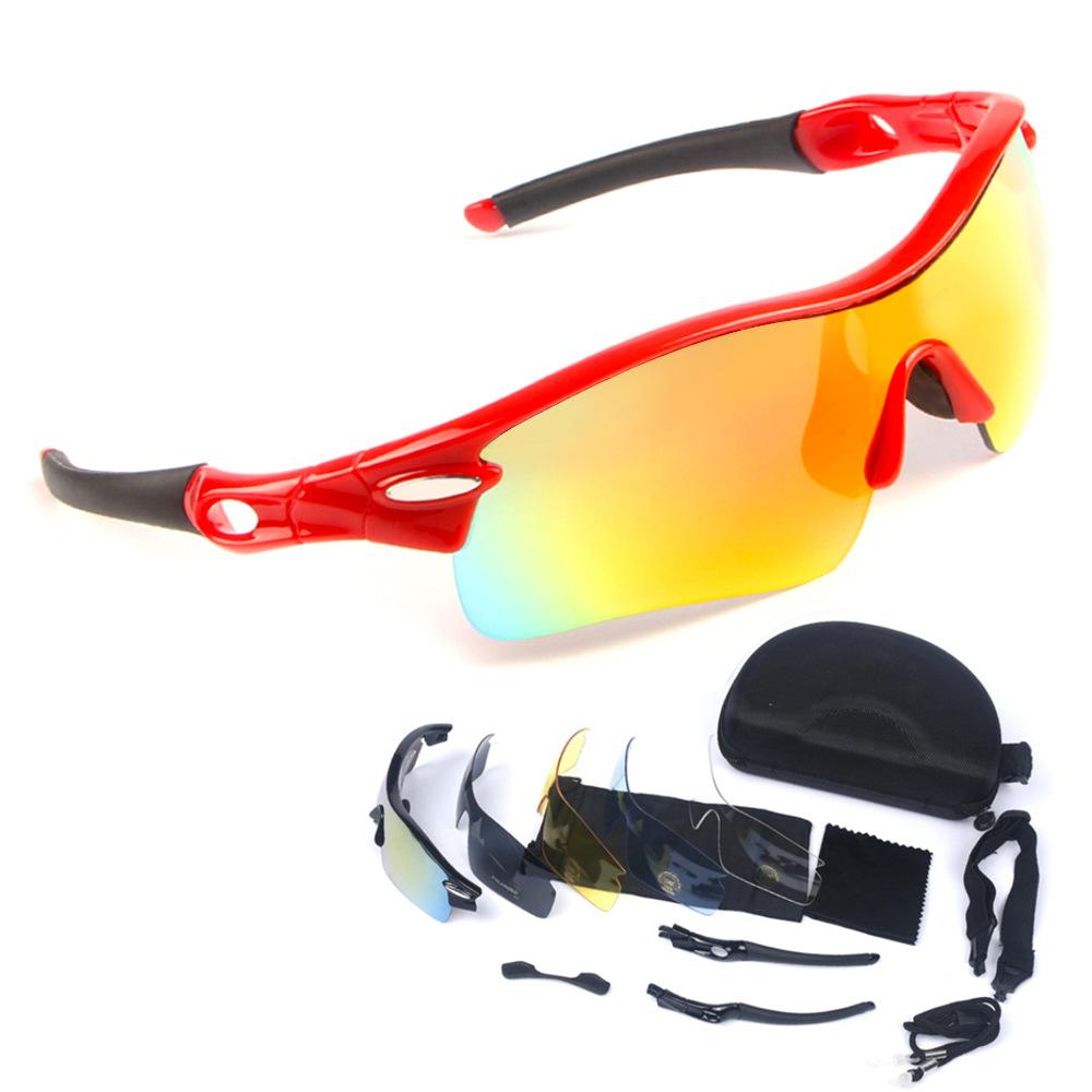 Polarized riding glasses 5-piece set Mountain bike off-road goggles Sports sunglasses Protective goggles