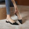 Baotou Sandals Women's Summer New Low-heeled Willow Nails Temperament Pointed Nude Word with French Large-size Single Shoes