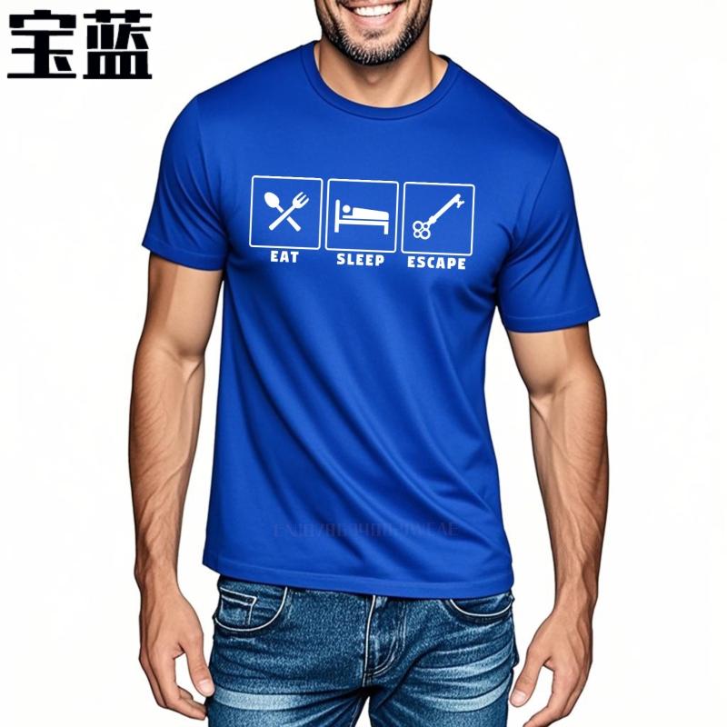 Men Cotton Tshirt Unisex Summer Man Tshirt Eat Sleep Escape Short Sleeve Solid Color Round Neck Tops Brand T Shirt for Man