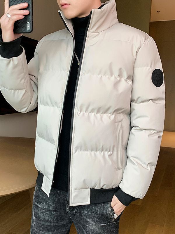 Cotton-padded Men's Autumn and Winter Thickened Warm Casual Stand-up Collar Slim Cold-proof Large-size Cotton Jacket Trend