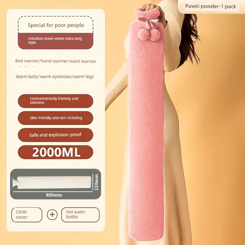 Extended Water-Filled Hot Water Bag for Neck Heating, Large Long Version, Special for Bed, Foot Warmer, Water Heating Pad