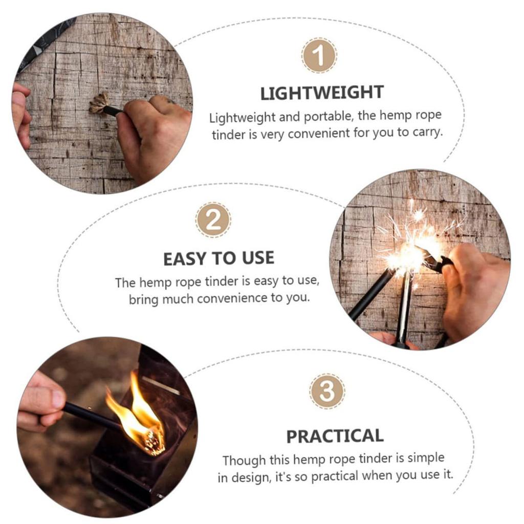 1/6pcs Outdoor ignition rope and hemp rope, suitable for wood stoves, fireplaces, camping, hiking, and backpacks