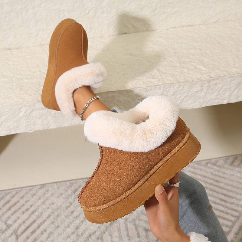 Snow boots women's thick-soled outer wear winter new fur integrated short boots thickened one-pedal cotton shoes non-slip