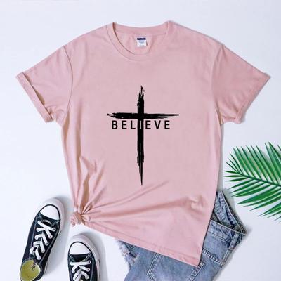 Believe Christian Cross Tshirt Scripture Unisex Jesus Christ Tshirt Wounisex Religious Inspiring Faith Bible Tee Shirt Top