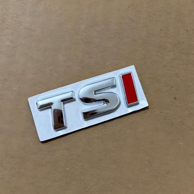 AEN4  1X 3D Metal TSI Emblem Chrome Red Letter Logo Car Rear Trunk Badge Label For MK4 MK6 MK7 TSI Sticker Accessories