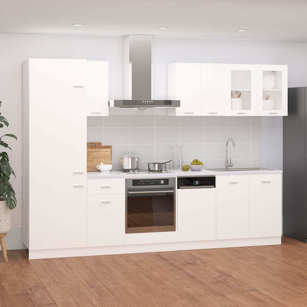 8 Piece White Kitchen Set Lyon Wood Based Panel Material