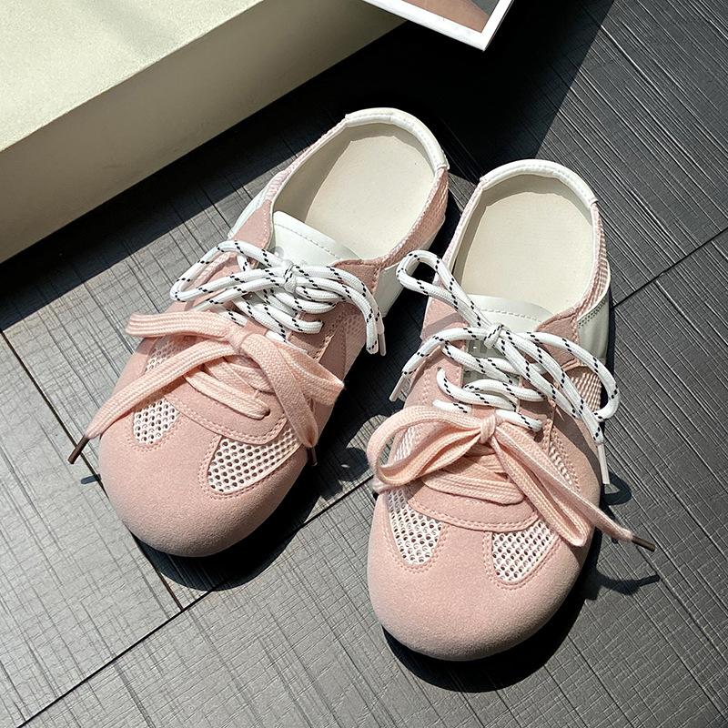 

Весна-лето 2025 новые женские полушлепанцы на мягкой подошве, сетчатые дышащие шлепанцы с закрытым носком, шнурки «мандариновая утка», без задника, немецкие тренировочные туфли 40 розовый