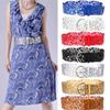 Women Hollow Out Belts Wide Buckle Cinch Waist Belt Dress Faux Leather Waistband
