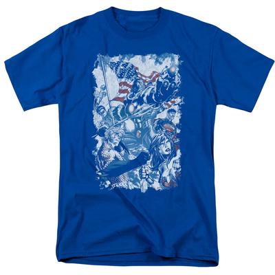 Justice League Of America American Justice Mens T Shirt Royal Officially License