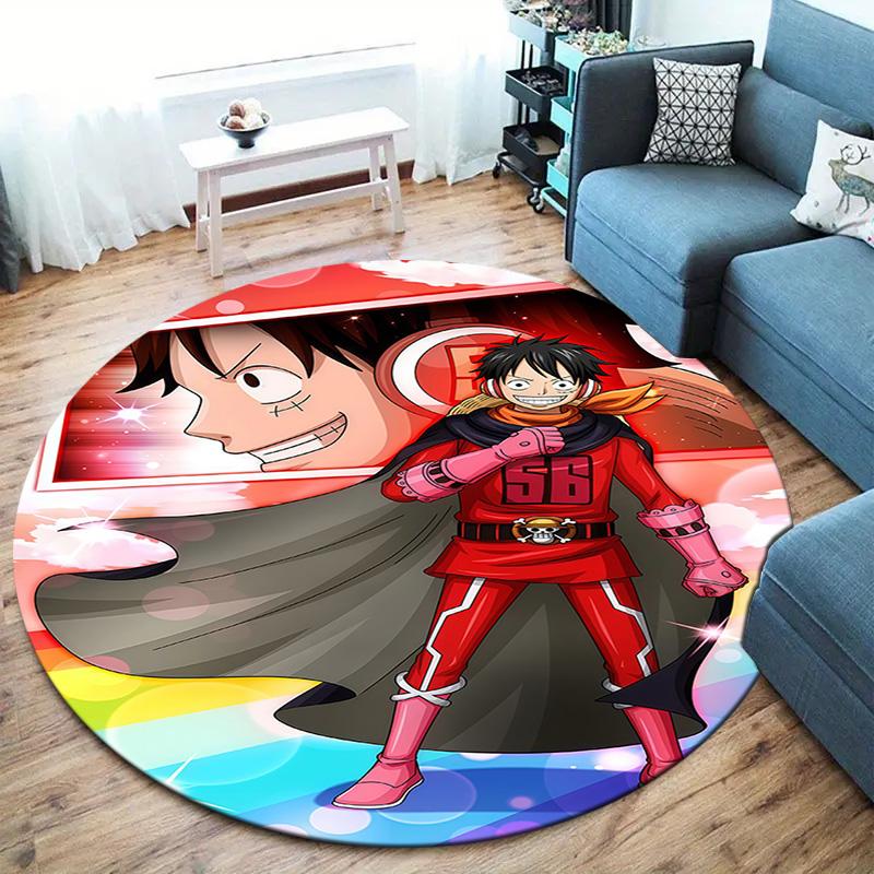 One Piece Monkey D Luffy Round Area Rug Carpet Rug For Living Room Bedroom Sofa Playroom Decor Nonslip Floor Mat