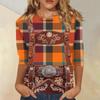 Women's Fashion Casual Three Quarter Sleeve Oktoberfest Print Round Neck Top Suitable for Seasonal Wear and Daily Casual Outfits