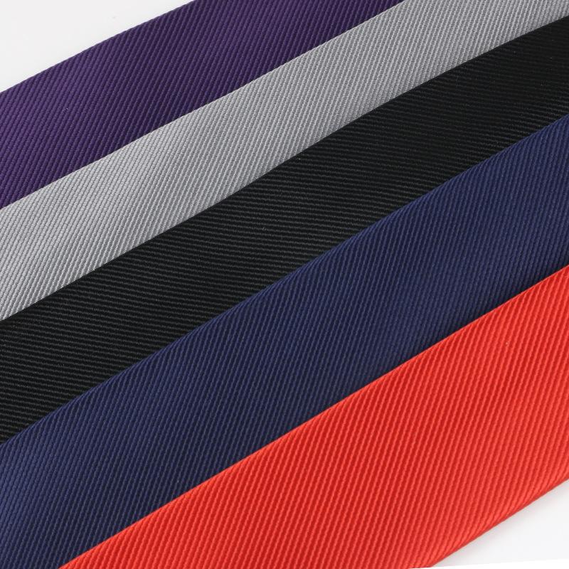Tie Men'S Zipper Lazy Polyester Silk Jacquard Dress Day Solid Color 5Cm Narrow Edition