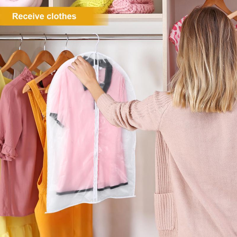 6pack Storage Garment Covers Translucent Dress Bag Waterproof Dustproof Clothing Cover Clothes