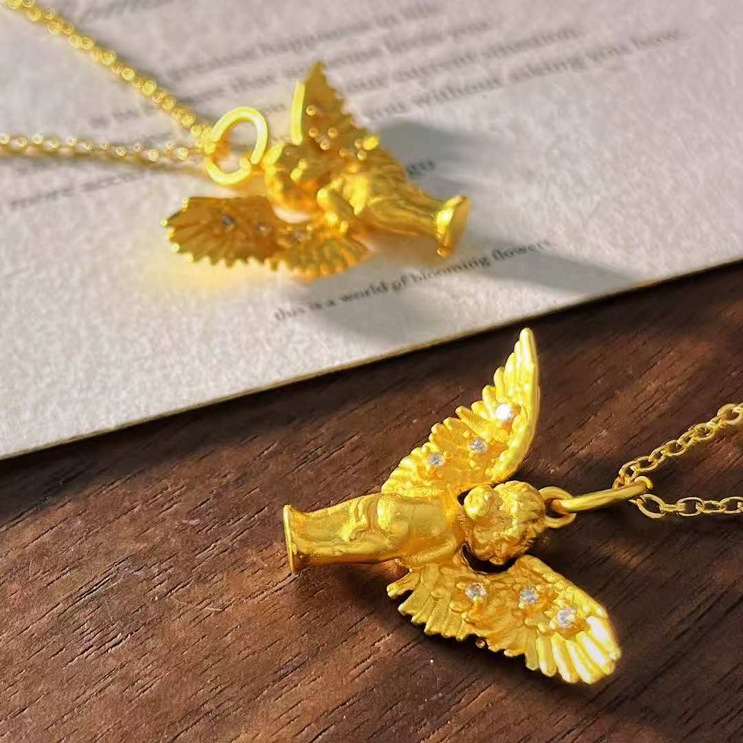 

Vintage Angel Cupid Design Sense Collarbone Chain Necklace
