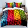 Woven Colorful Stripes Bedding Set For Kids Luxury Gift 3Pcs Digital Print Comforter Set Soft Comfortable Breathable