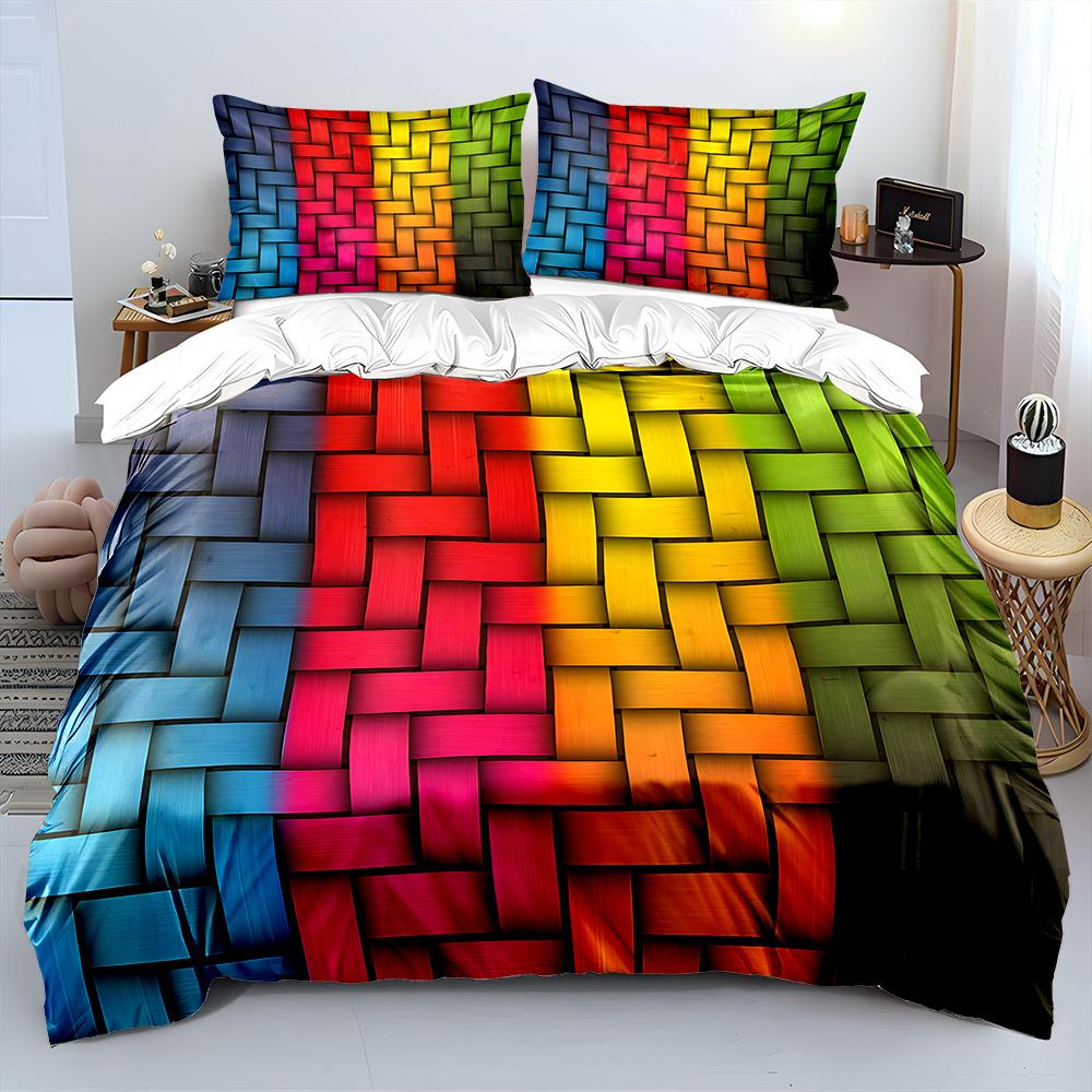 Woven Colorful Stripes Bedding Set For Kids Luxury Gift 3Pcs Digital Print Comforter Set Soft Comfortable Breathable