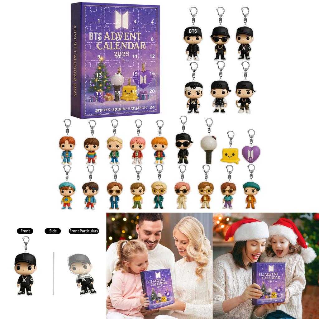 Bts Christmas Advent Calendar With Acrylic Keychain Ornaments For Holiday Gift Giving