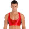 Canottiere da uomo lucide con scollo a U a tinta unita senza maniche crop top gilet per sport fitness yoga