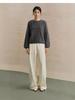 Women's Gray Sequin Stripe Round Neck Loose Knit Sweater - Autumn/Winter Style