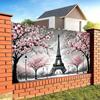 Fundo Fotográfico Paris Preto e Branco 2D Tecido de Fundo Rosa Sakura
