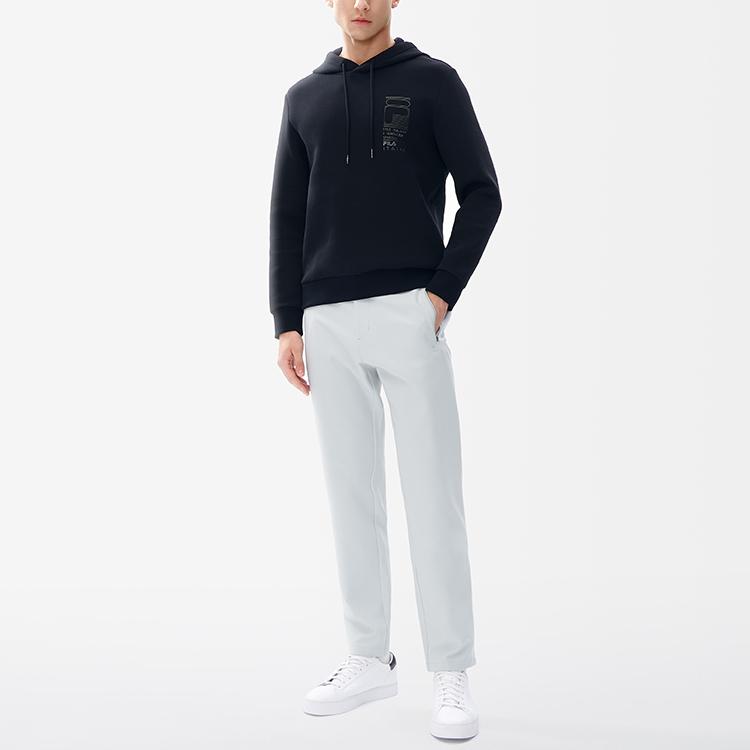 FILA Logo Print Casual Knit Hoodie Long Sleeve Sweatshirt Men sweatshirt Black F11M247207FBK