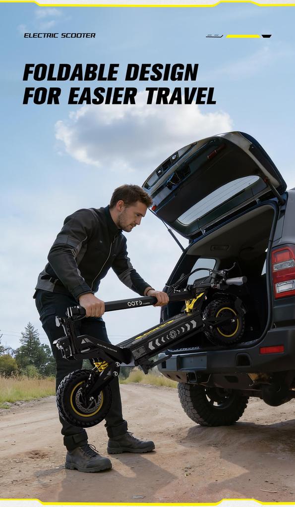 OOTD T10 Pro Elektroroller Faltbar 11" 2600W Motor Hydraulische Bremse 52V 23.4AH Vollfederung Elektroroller für Erwachsene Schwarz