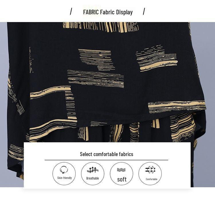 2025 Plus Size Women's Summer Outfit: Stylish Slimming Two-Piece Set with Wide-Leg Pants