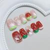 24 Pieces three-dimensional cat's eye gradual change cute strawberry polka dot pearl playful girl style removable manicure 30 pieces