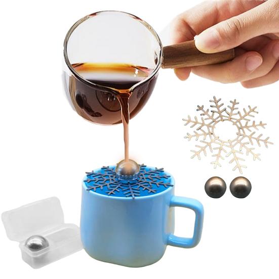 Espresso Freezing Ball Stainless Steel Drink Chiller Ice Coffee Balls with Stand Reusable Extract Chilling Tool for Coffee Lovers