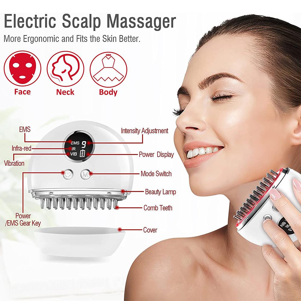 Electric Scalp Massager Gua Sha Tool with 9 Power Strength and 4 Modes