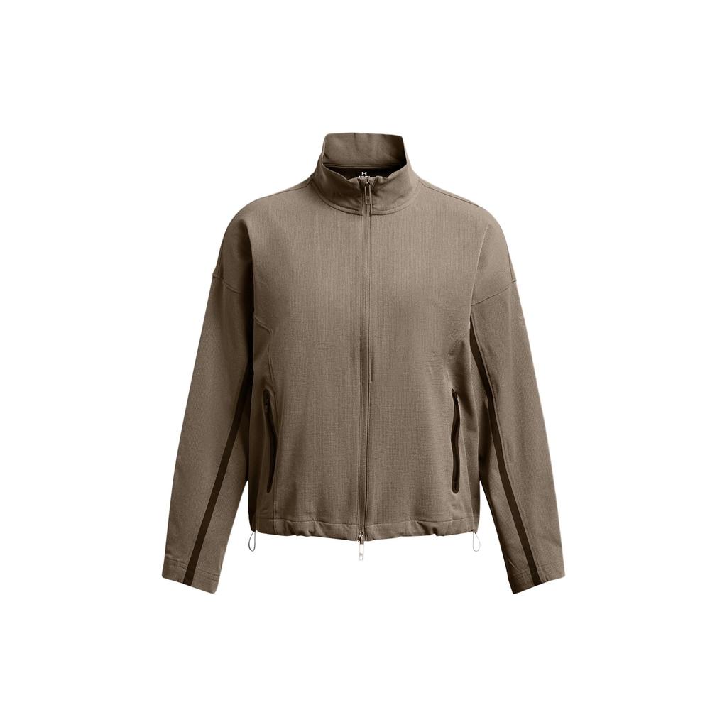 Under Armour UA Unstoppable Logo Color Block Casual Comfortable Breathable Jacket Women Jackets Gray Brown 1385895-200