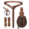 Renaissance Belt with Potion Bottles Adjustable Faux Leather Waist Bag Halloween Viking Costume Accessory