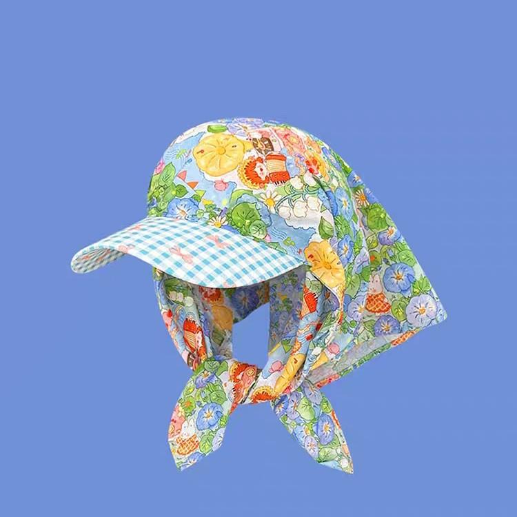 French Retro Style, Monet's Garden, Headscarf, Hat, Women, Sun Protection, Triangular Scarf, Duckbill Cap