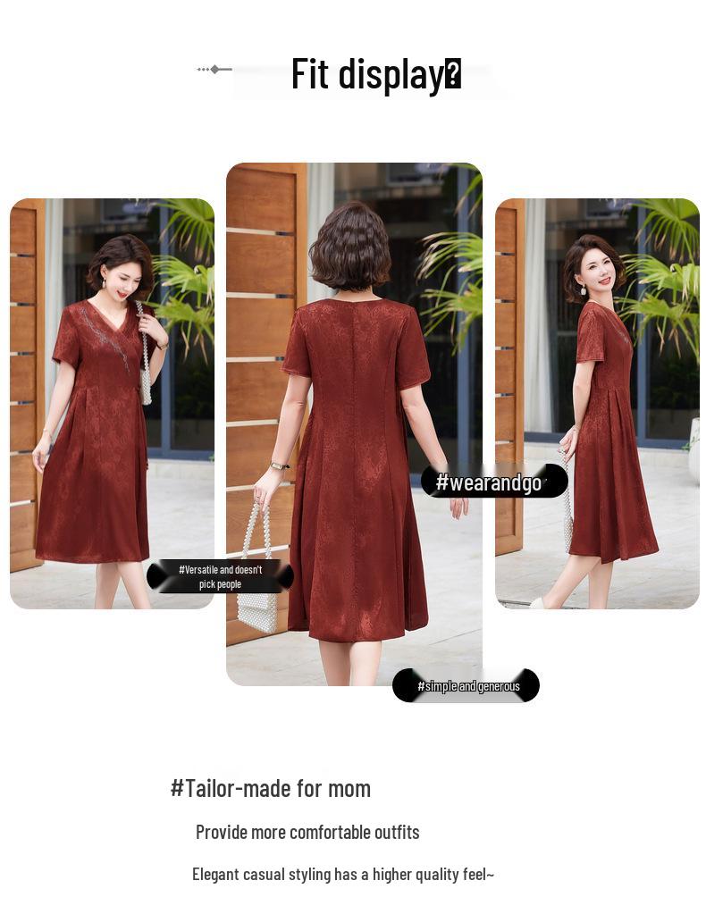 Mom's Elegant 2026 Summer Dress: Stylish, Dignified, and Trendy for Middle-Aged and Elderly Women - New Chinese Style Skirt.