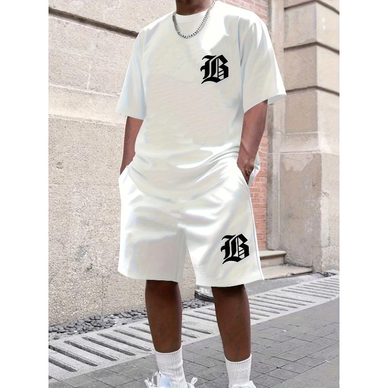 Casual Loose Crew Neck Men s Fashion Print Sport Wear Men’s S