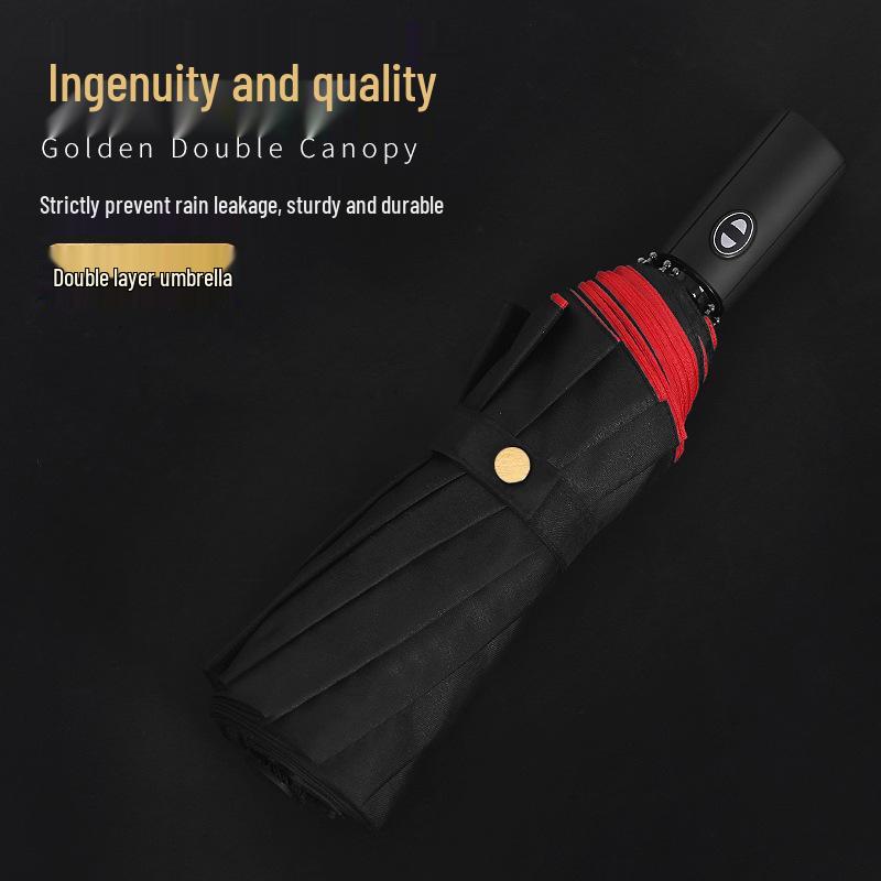 Umbrelă pliabilă automată, dublu strat, rezistentă la vânt - 10 spițe, unisex, pentru soare și ploaie, stil business creativ
