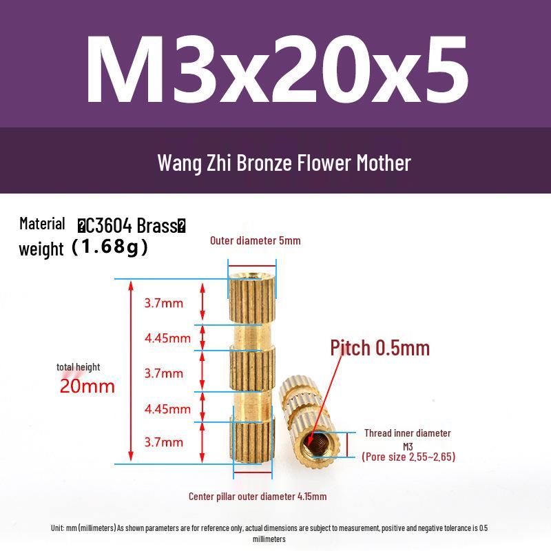 M1-M10 Knurled Brass Heat Insert Nut for Injection Molding
