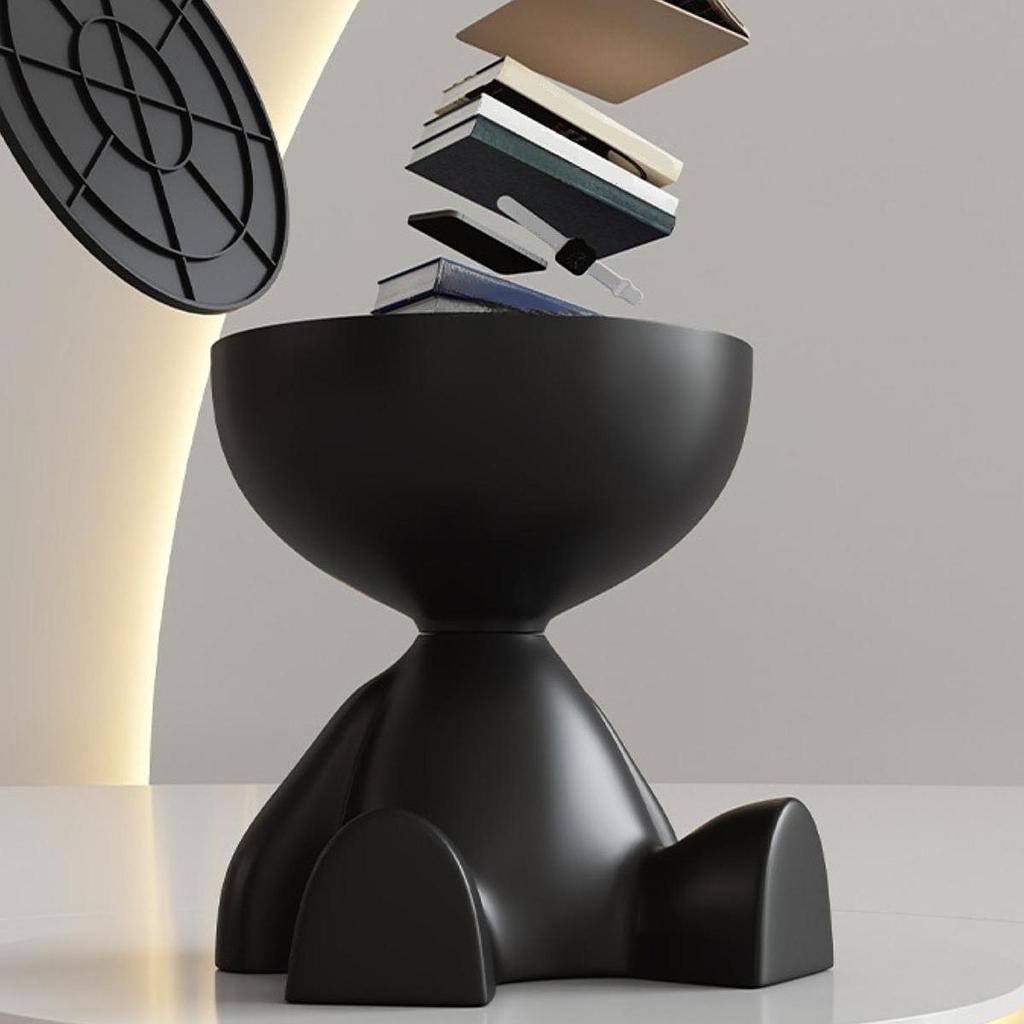 Modern Plastic Sculpture Geometric Standing Statue Cute Small Side Table Tray End Table for Living Room