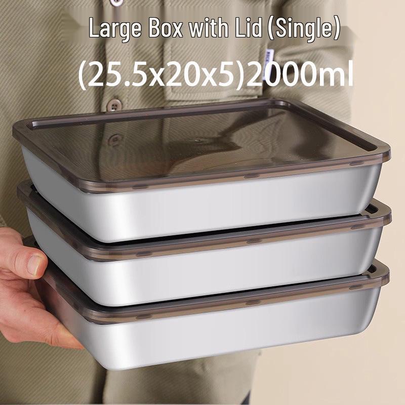 Large Capacity Food-Grade Stainless Steel Storage Container with Lid for Refrigerator and Freezer