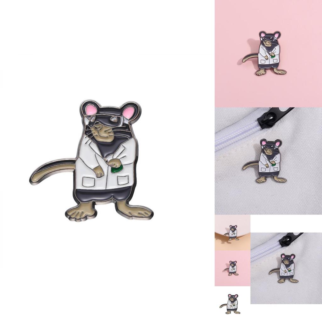 Whimsical Cartoon Animal Brooch With Charming Mouse Illustration Perfect For Stylish Outfits