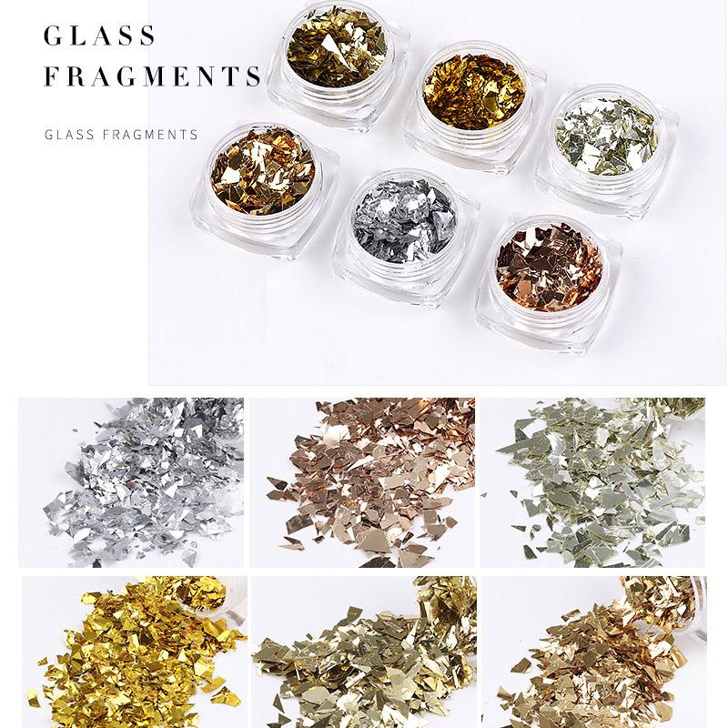 Cellophane Manicure Stickers Colored Cellophane Fragments Irregular Magic Color Aurora Paper Manicure Decoration