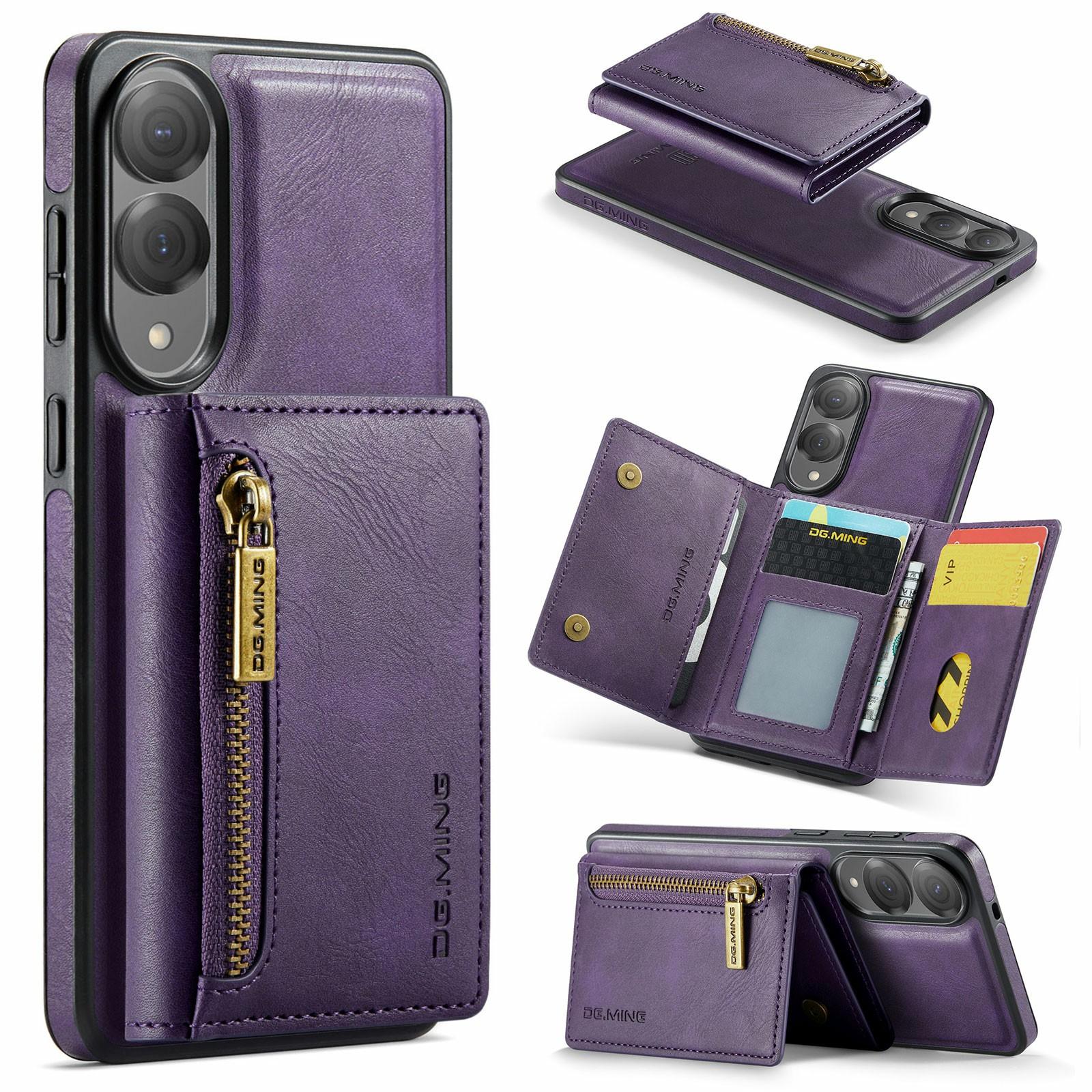 

DG.MING M5 Series For Samsung Galaxy S25 Edge Case Detachable Magnetic Leather Phone Cover with Card Slots Purple
